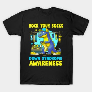 Dinosaurus ( Dino) Down Syndrome Awareness Rock Your Sock copy T-Shirt